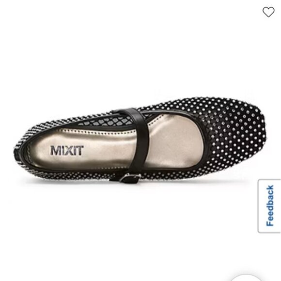 Mixit Mary Jane Ballet Flats Sz 7.5 Shoes Dazzling Stud Rhinestones Square Toe - Picture 15 of 15